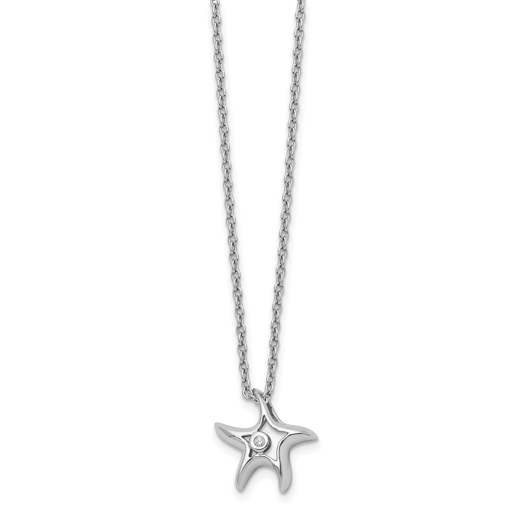 SS White Ice Diamond Starfish Slide Pendant Necklace