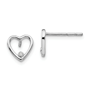 SS White Ice Diamond Heart Post Earrings