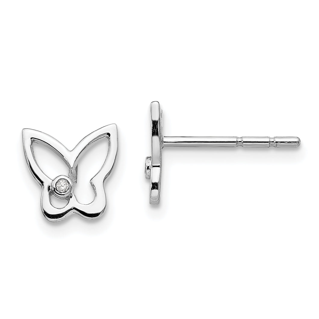 SS White Ice Diamond Butterfly Post Earrings