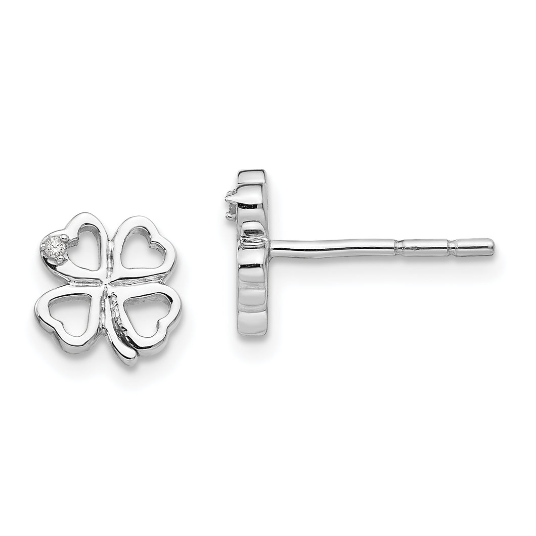 SS White Ice Diamond Clover Post Earrings