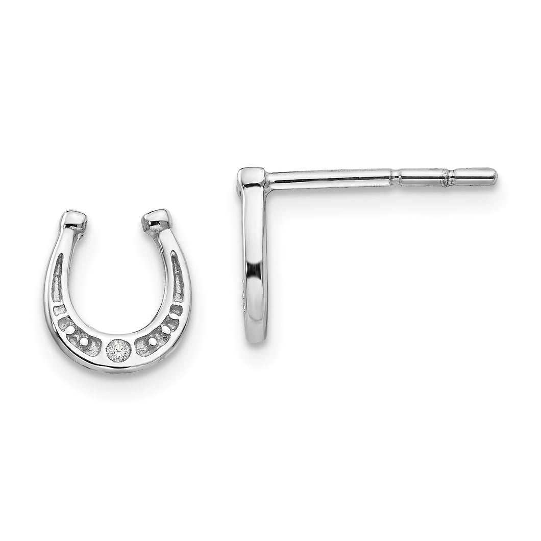 SS White Ice Diamond Horseshoe Post Earrings