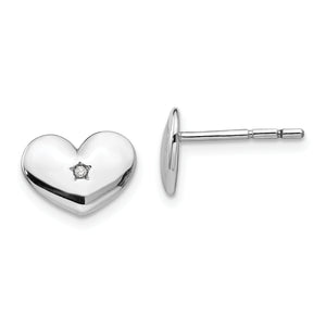 SS White Ice Diamond Heart Post Earrings