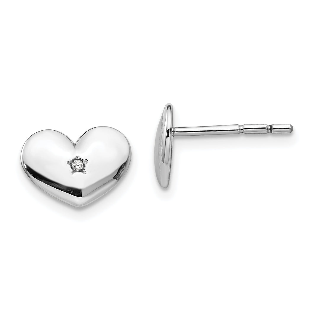 SS White Ice Diamond Heart Post Earrings