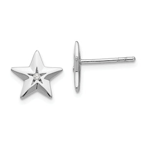 SS White Ice Diamond Star Post Earrings