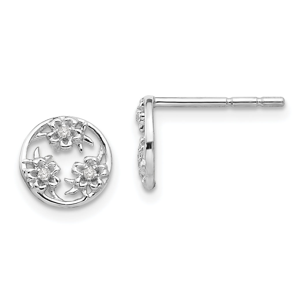 SS White Ice Diamond Flower Post Earrings