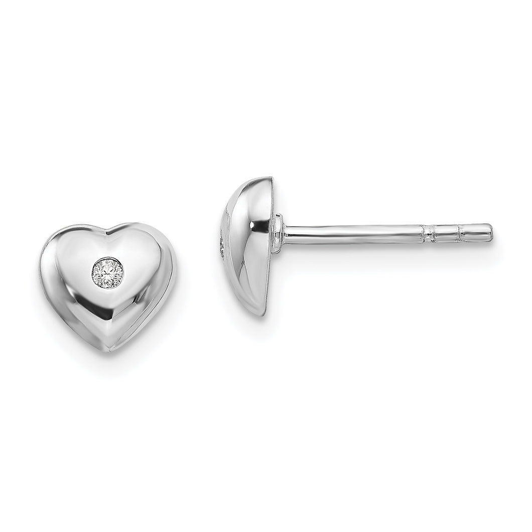 SS White Ice Diamond Heart Post Earrings
