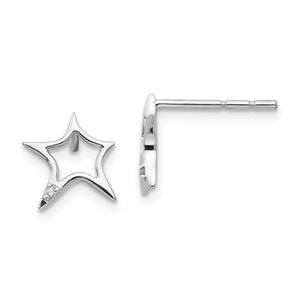 SS White Ice Diamond Star Post Earrings