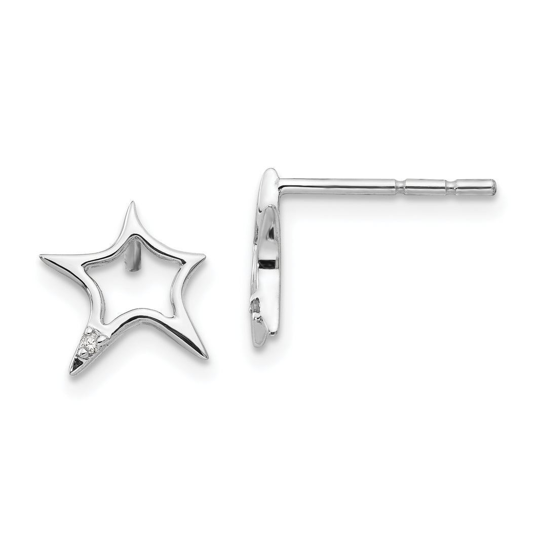 SS White Ice Diamond Star Post Earrings