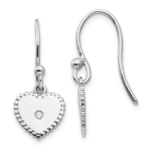 SS White Ice Diamond Heart Dangle Earrings