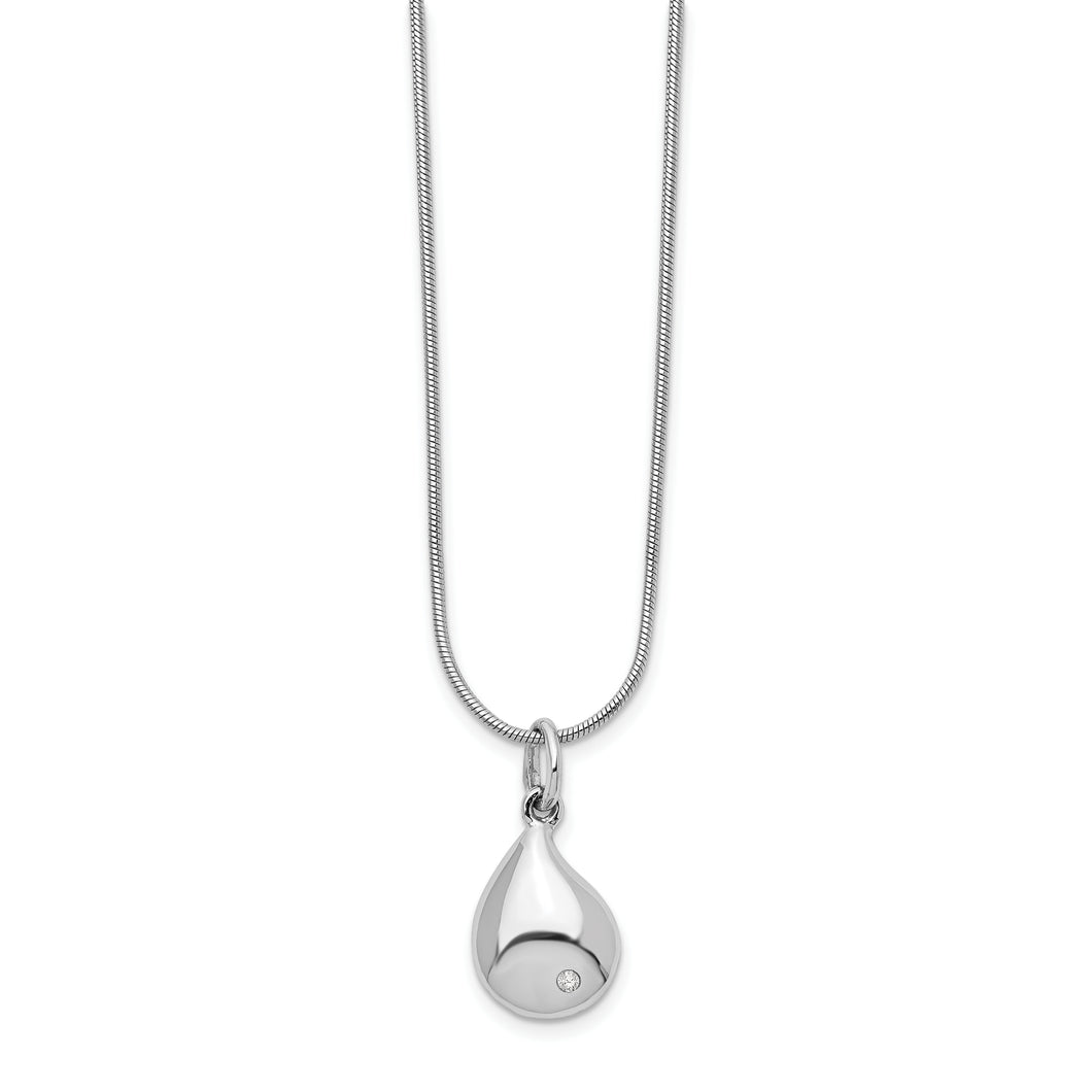 SS White Ice Diamond Teardrop Necklace