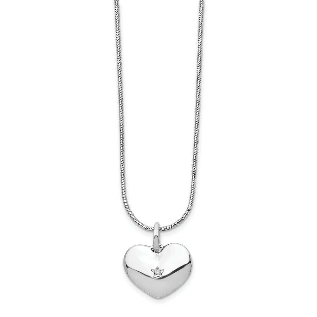 SS White Ice Diamond Heart Necklace