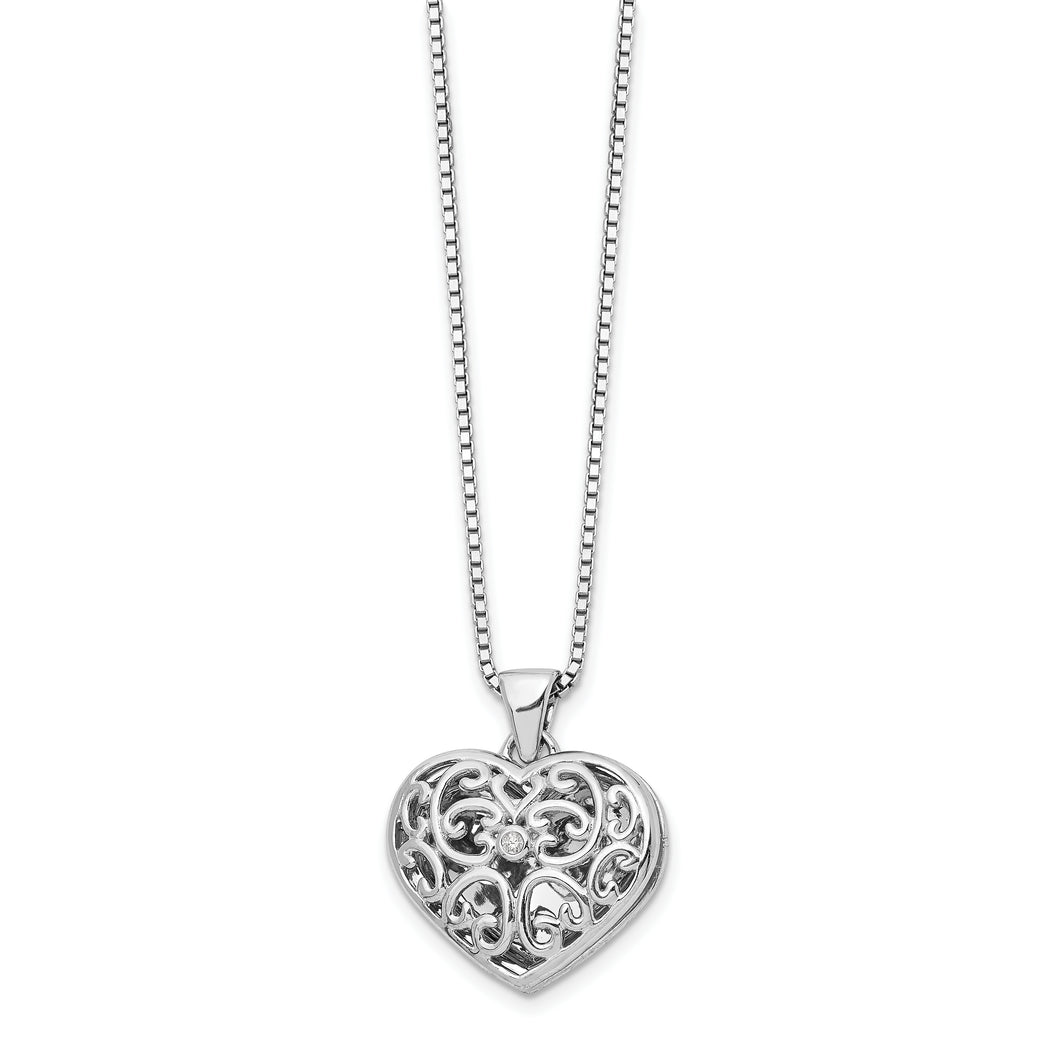 SS White Ice .01ct Diamond Heart Locket Necklace