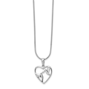 SS White Ice Diamond Bird & Heart Necklace