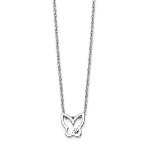 SS White Ice Diamond Butterfly Necklace