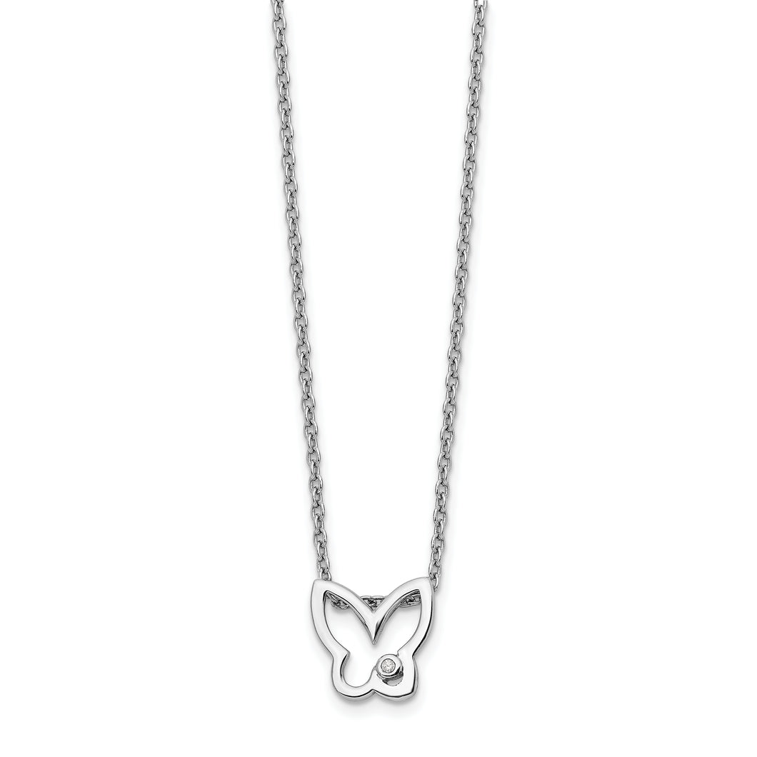 SS White Ice Diamond Butterfly Necklace