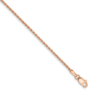 14k Rose Gold 1.5mm Diamond-cut Rope Chain Anklet