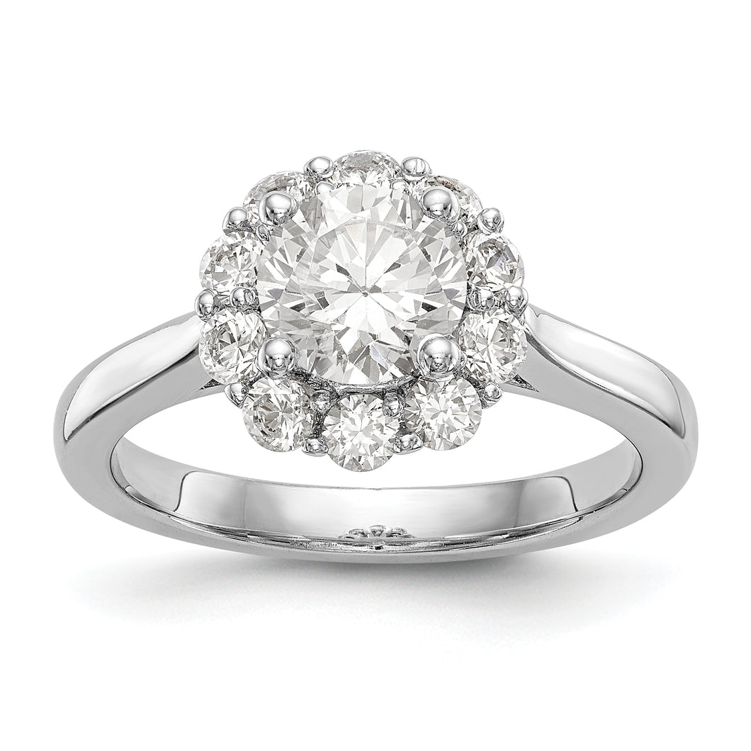 14kw Round Halo Diamond Semi-mount Engagement Ring