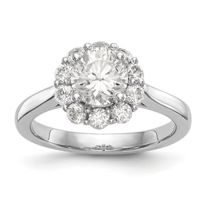 14kw Round Halo Diamond Semi-mount Engagement Ring