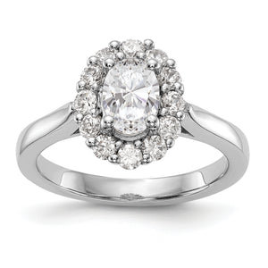14kw Oval Halo Engagement Diamond Semi-mount Ring