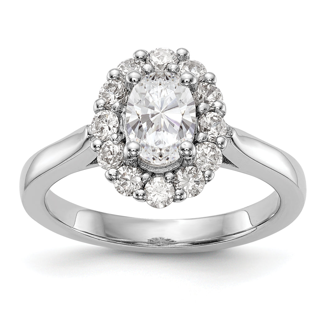 14kw Oval Halo Engagement Diamond Semi-mount Ring