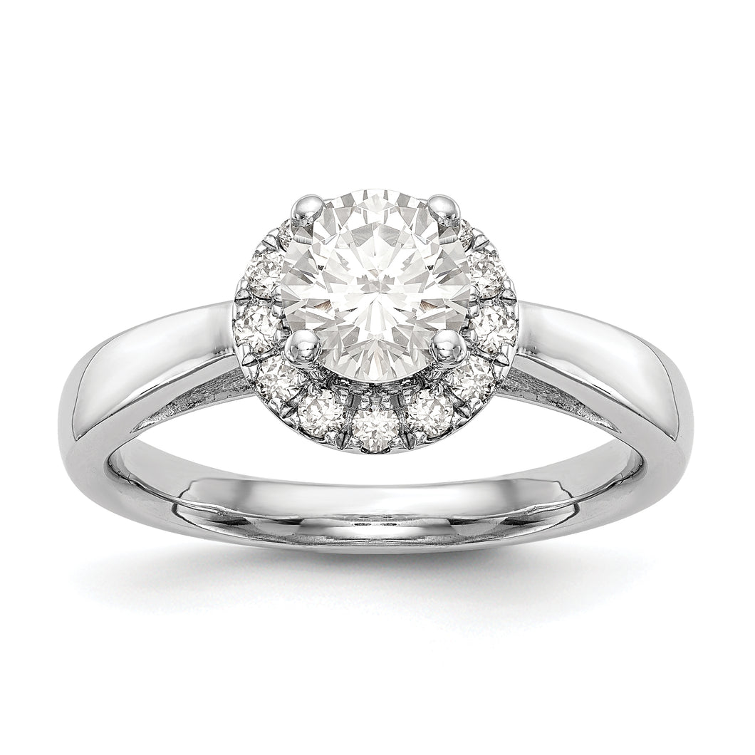14kw Round Halo Diamond Semi-mount Engagement Ring