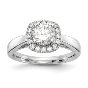 14kw Round Halo Diamond Semi-mount Engagement Ring