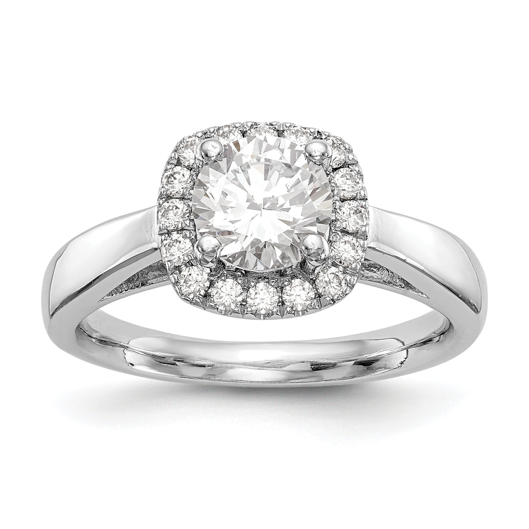 14kw Round Halo Diamond Semi-mount Engagement Ring