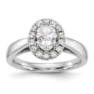 14kw Oval Halo Diamond Semi-mount Engagement Ring