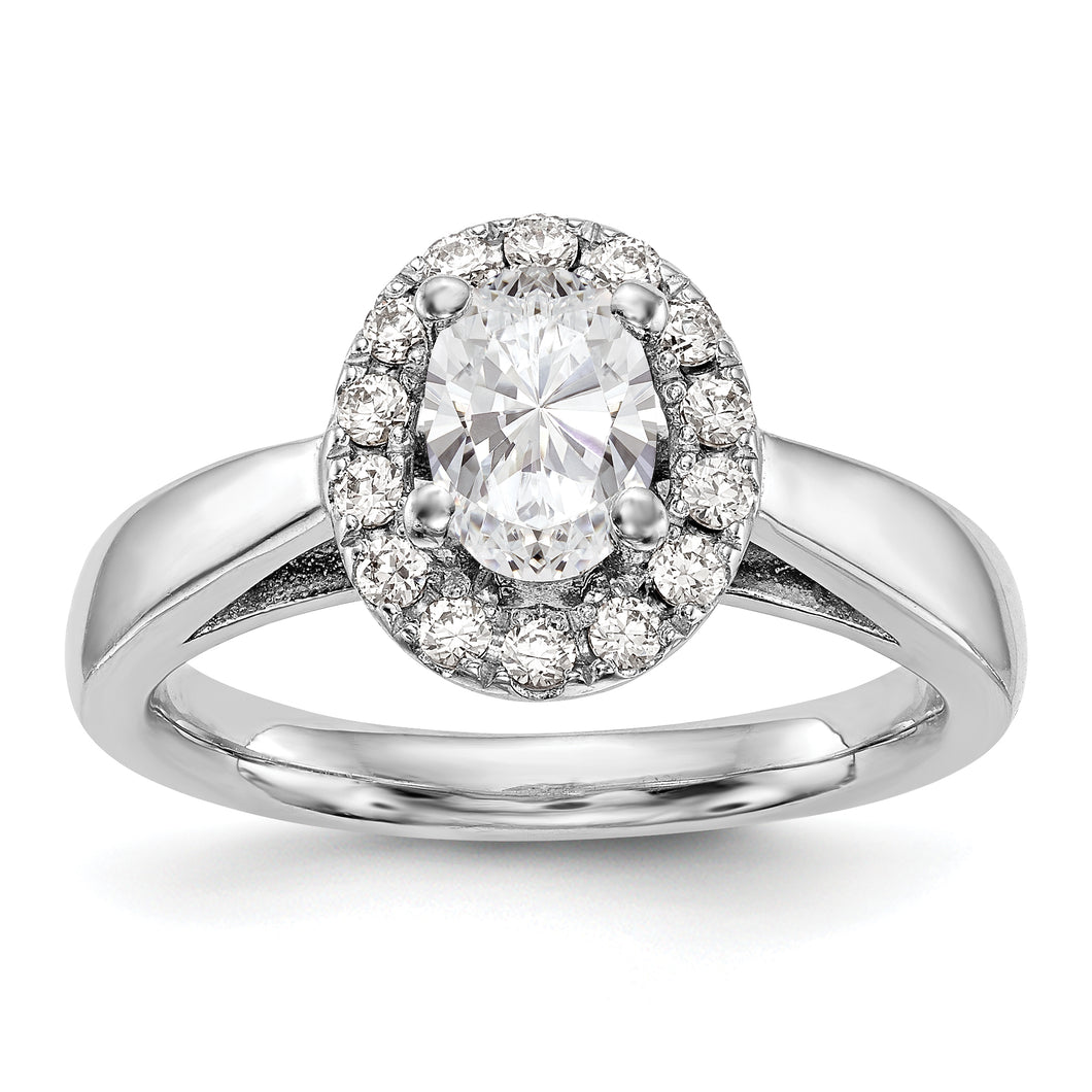 14kw Oval Halo Diamond Semi-mount Engagement Ring