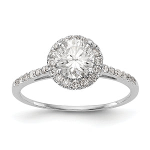 14k White Gold Round Halo Diamond Semi-mount Engagement Ring