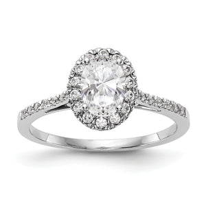 14k White Gold Oval Halo Diamond Semi-mount Engagement Ring