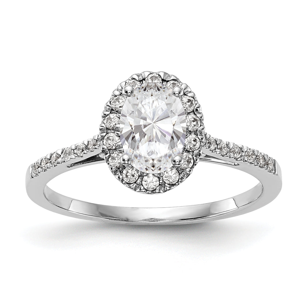 14k White Gold Oval Halo Diamond Semi-mount Engagement Ring