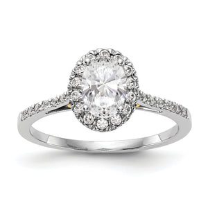 14k Two-tone Oval Halo Diamond Semi-mount Engagement Ring