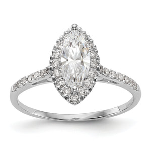 14kw Marquise Halo Diamond Semi-mount Engagement Ring