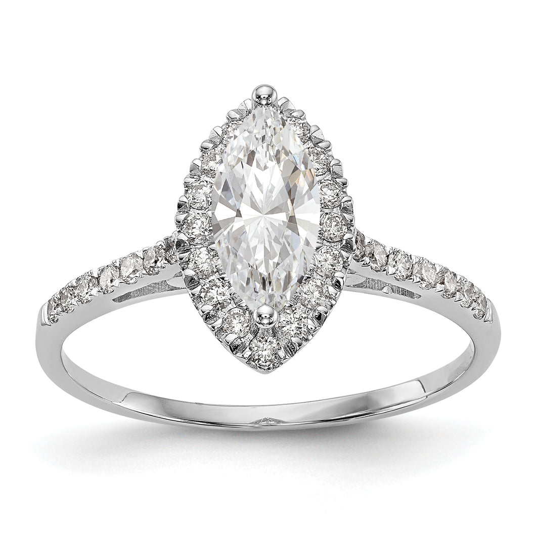 14kw Marquise Halo Diamond Semi-mount Engagement Ring
