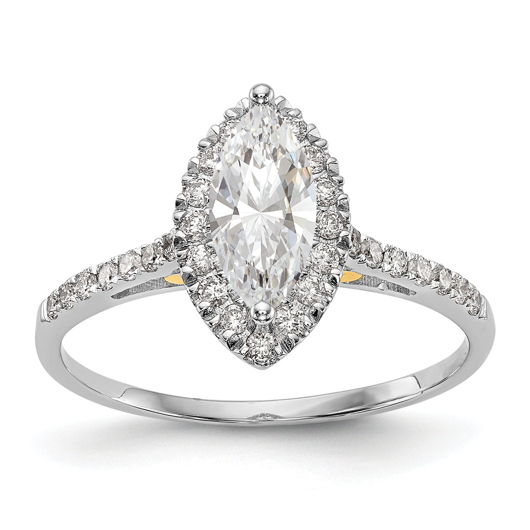 14ktt Marquise Halo Diamond Semi-mount Engagement Ring