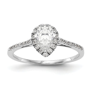 14kw Pear Halo Diamond Semi-mount Engagement Ring