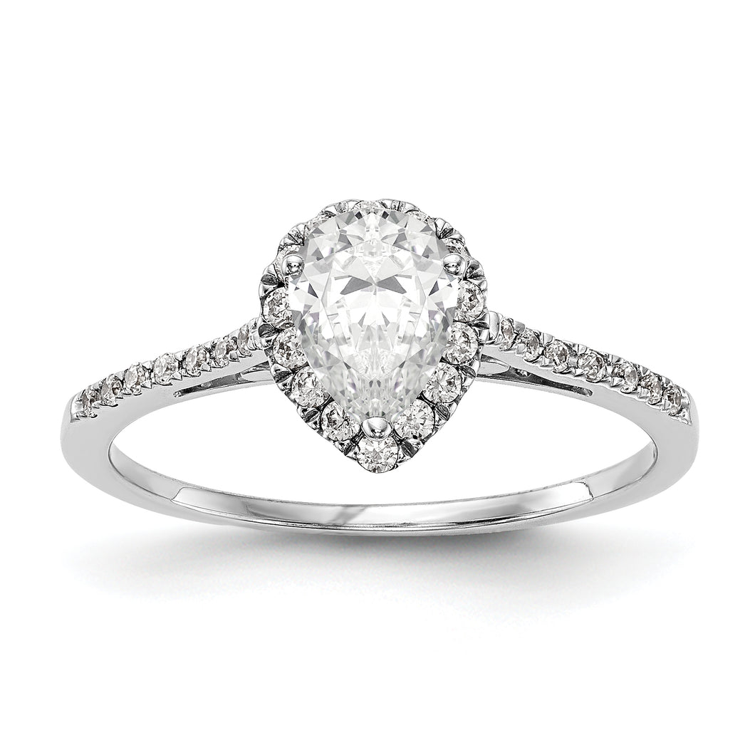 14kw Pear Halo Diamond Semi-mount Engagement Ring