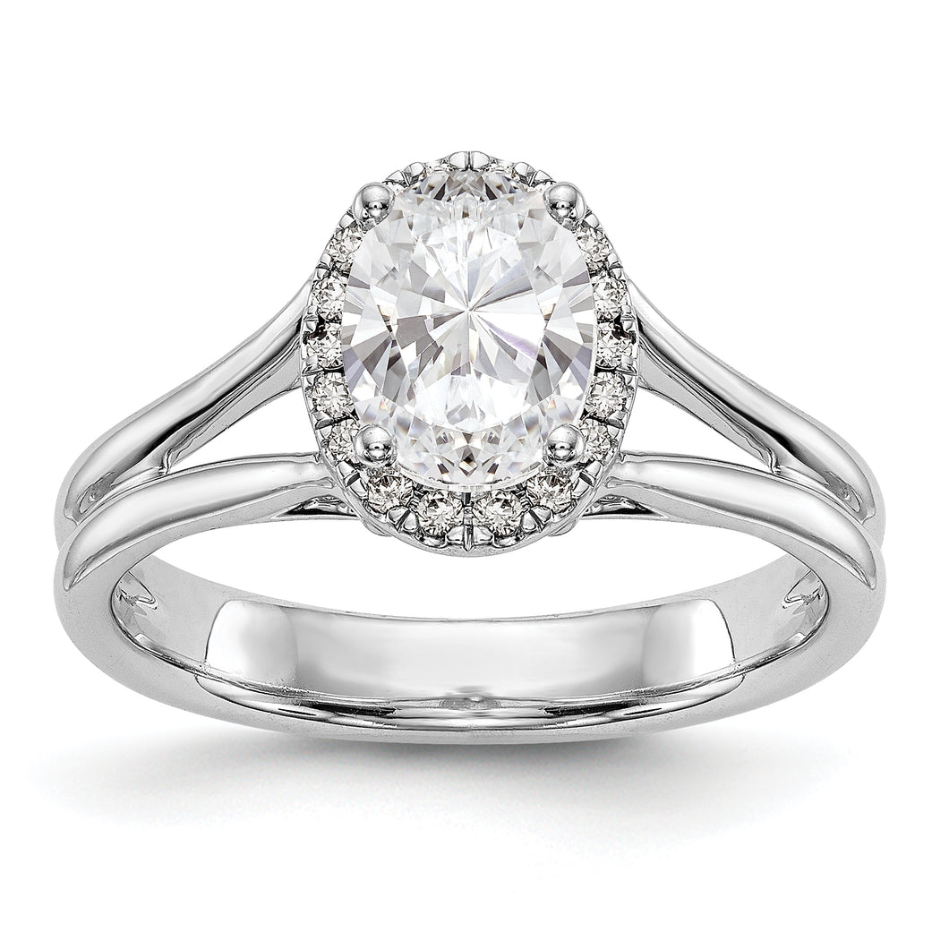 14kw Oval Halo Diamond Semi-mount Split Shank Engagement Ring