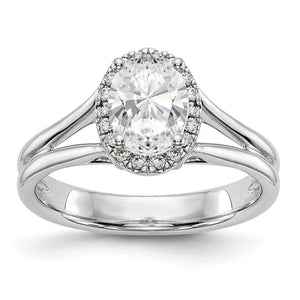14kw Oval Halo Diamond Semi-mount Split Shank Engagement Ring