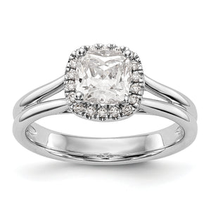 14kw Cushion Halo Diamond Semi-mount Split Shank Engagement Ring