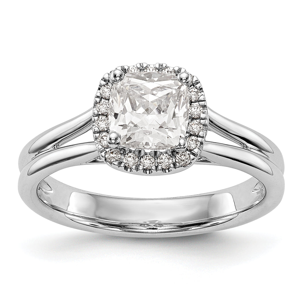 14kw Cushion Halo Diamond Semi-mount Split Shank Engagement Ring