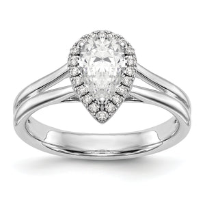 14kw Pear Halo Diamond Semi-mount Split Shank Engagement Ring
