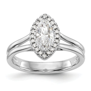 14kw Marquise Halo Diamond Semi-mount Split Shank Engagement Ring