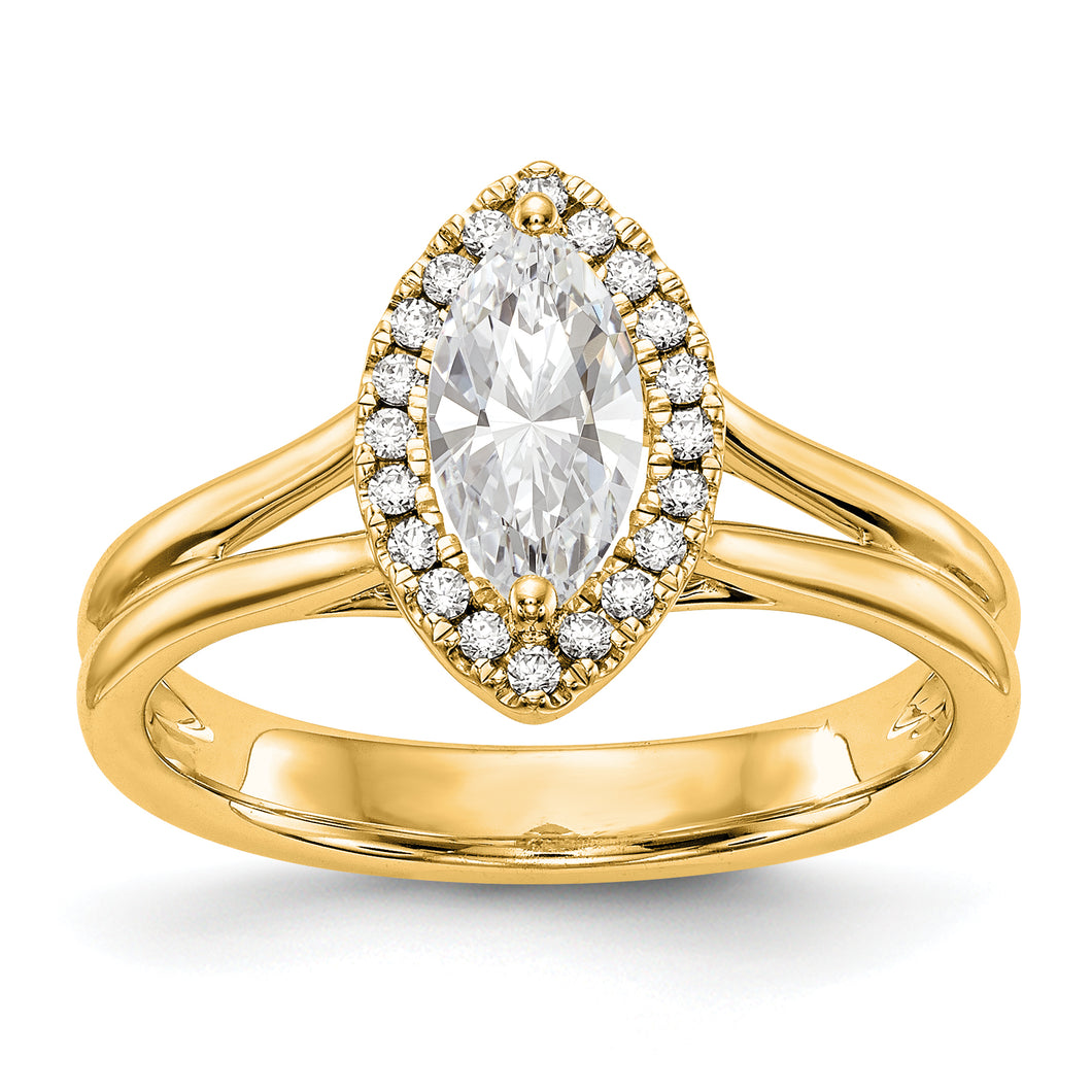 14ky Marquise Halo Diamond Semi-mount Split Shank Engagement Ring