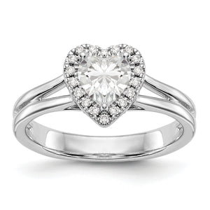 14kw Heart Halo Diamond Semi-mount Split Shank Engagement Ring