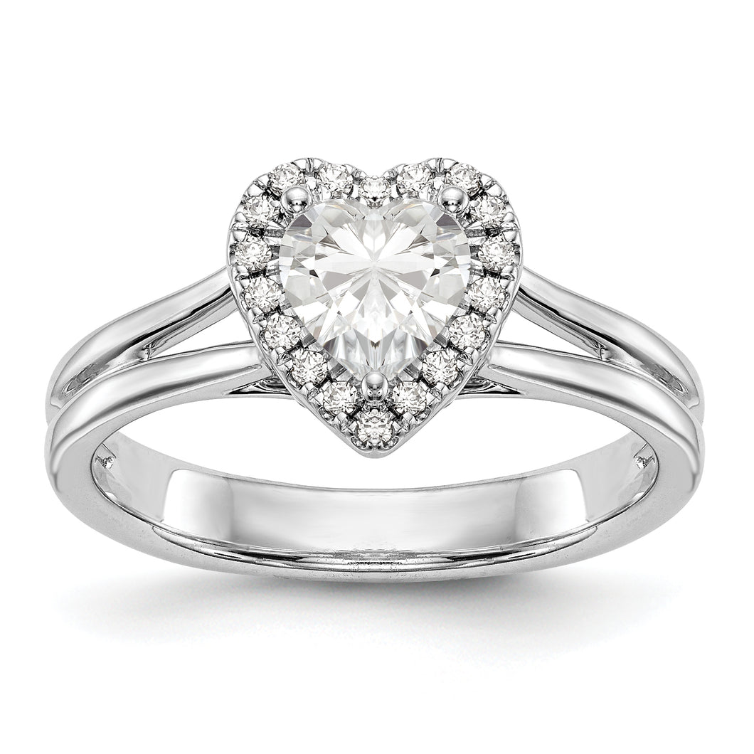 14kw Heart Halo Diamond Semi-mount Split Shank Engagement Ring