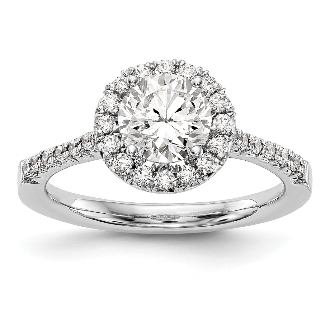 14kw Round Halo Diamond Semi-mount Engagement Ring