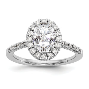 14kw Oval Halo Diamond Semi-mount Engagement Ring