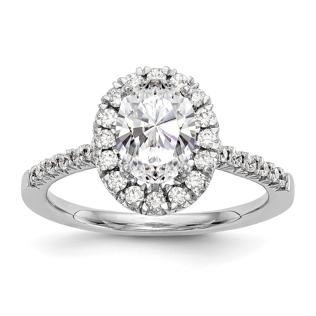 14kw Oval Halo Diamond Semi-mount Engagement Ring